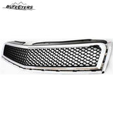 BUFEETERS  Front Bumper Upper Lower Grille Kit Fit For 2009 2010 2011 2012 Chevy Chevrolet Traverse,Honeycomb Style,Chrome Shell w/ Black Insert