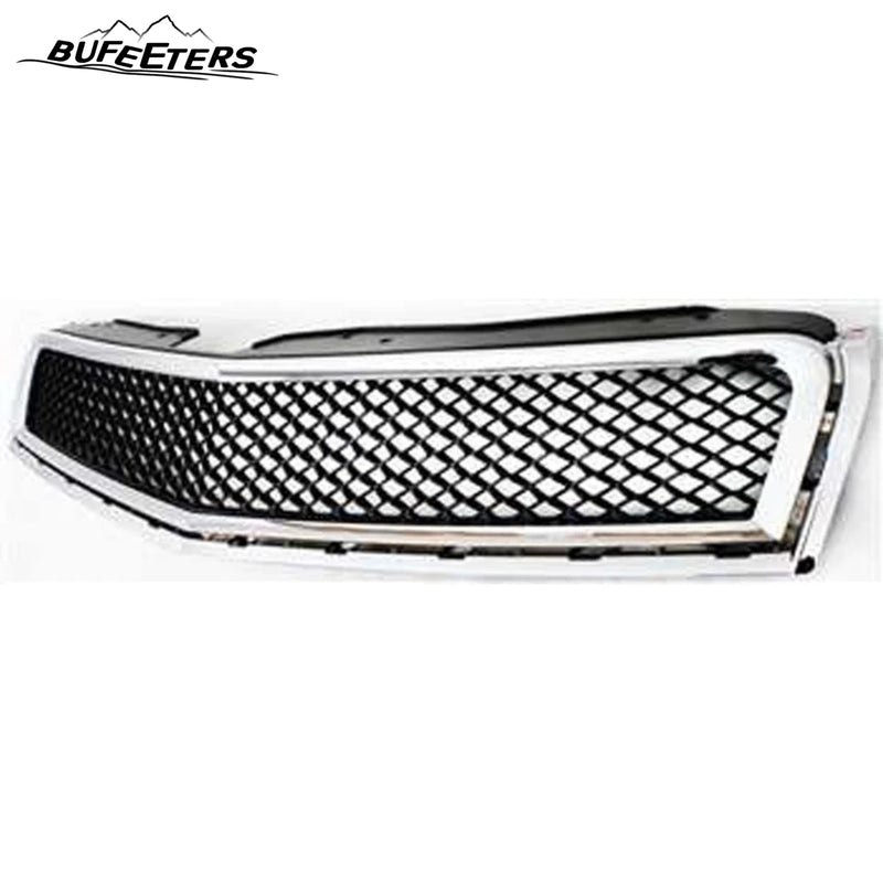 BUFEETERS  Front Bumper Upper Lower Grille Kit Fit For 2009 2010 2011 2012 Chevy Chevrolet Traverse,Honeycomb Style,Chrome Shell w/ Black Insert