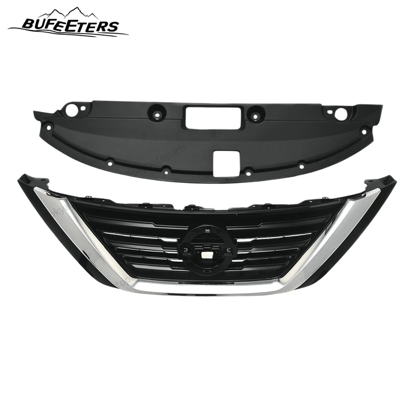 BUFEETERS  9PCS Front Grille Fog Light Kit + Radiator Cover + Bumper Bracket Fit For 2016 2017 2018 Nissan Altima,Mesh Style,Chrome&Black