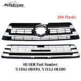 BUFEETERS Front Bumper Upper + Lower Grille w/O Camera Hole Fit For 2017 2018 2019 Toyota Highlander,Mesh Style,Chrome&Black