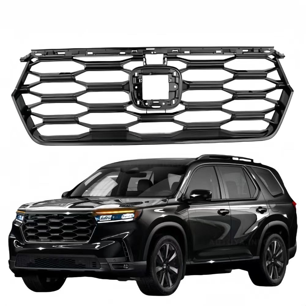 BUFEETERS Front Upper Black Grille With Camera Hole Fit For 2023 2024 Honda Pilot Trailsport   