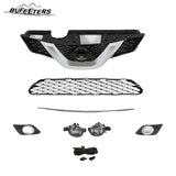 BUFEETERS 5PCS Front Upper and Lower Grille and Fog Light Kit Set Fit For 2014 2015 2016 Nissan Rogue,Honeycomb Style,Chrome&Black