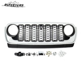 BUFEETERS  Front Bumper Upper Grille w/ Camera Hole Fit For 2018 2019 2020 2021 2022 2023 2024 Jeep Wrangler JL Gladiator JT,Rubicon Style,Bright White&Matte Black