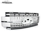 BUFEETERS Front Bumper Upper Grille W/o Camera Hole Fit For 2017 2018 2019 F-250 F-350 F-450 F-550 Super Duty,Platinum Style,Ingot Silver&Black