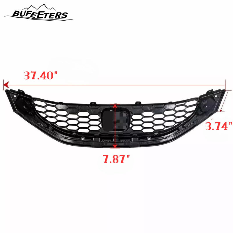 BUFEETERS  6PCS Front Radiator Grille Headlight & Bumper Brackets Fit For 2013 2014 2015 Honda Civic Sedan,Mesh Style,Chrome&Black
