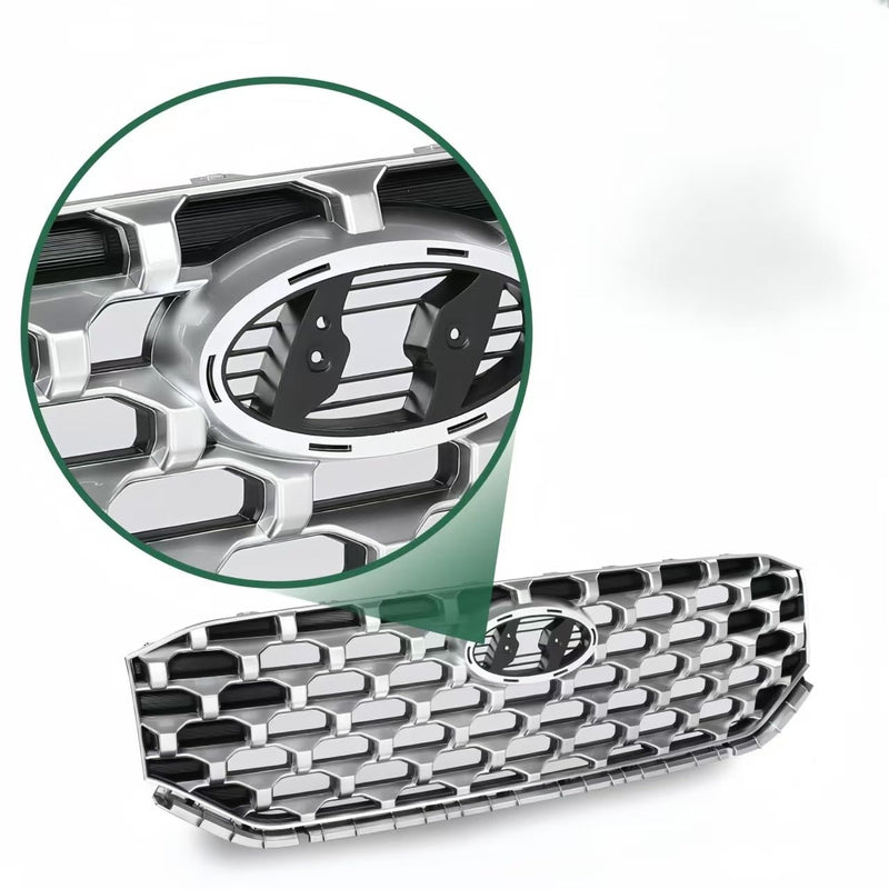 BUFEETERS   Front Bumper Upper Grille Fit For 2021 2022 2023 Hyundai Santa Fe,Honeycomb Mesh Style,Black&Chrome