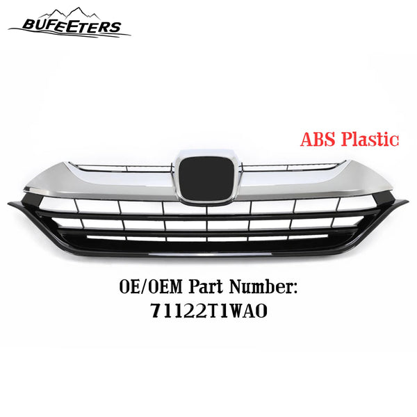 BUFEETERS  Front Bumper Upper Grille Assembly Fit For 2017 2018 2019 Honda CRV CR-V,Factory Style,Chrome&Black