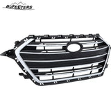 BUFEETERS     Front Bumper Grille w/ Chrome Trim Fit For 2017 2018 Hyundai Elantra Sedan,Horizontal Billet Style,Chrome&Black
