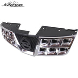 BUFEETERS Front Bumper Upper Grille Fit For 2011 2012 2013 Nissan Rogue 2014 2015 Rogue Select,Factory Style,Chrome Shell With Black Insert