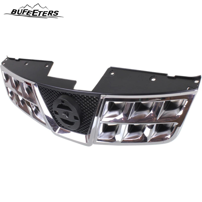 BUFEETERS Front Bumper Upper Grille Fit For 2011 2012 2013 Nissan Rogue 2014 2015 Rogue Select,Factory Style,Chrome Shell With Black Insert