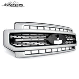 BUFEETERS Front Bumper Upper Grille Fit For 2020 2021 2022 F-250 F-350 F-450 F-550 Super Duty,Lariat Sport Style,UX Ingot Silver&Matte Black