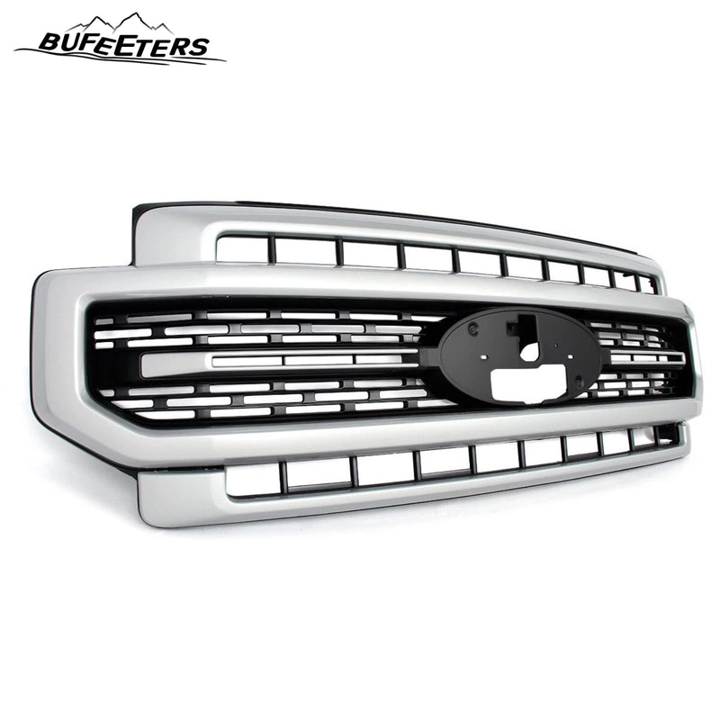 BUFEETERS Front Bumper Upper Grille Fit For 2020 2021 2022 F-250 F-350 F-450 F-550 Super Duty,Lariat Sport Style,UX Ingot Silver&Matte Black