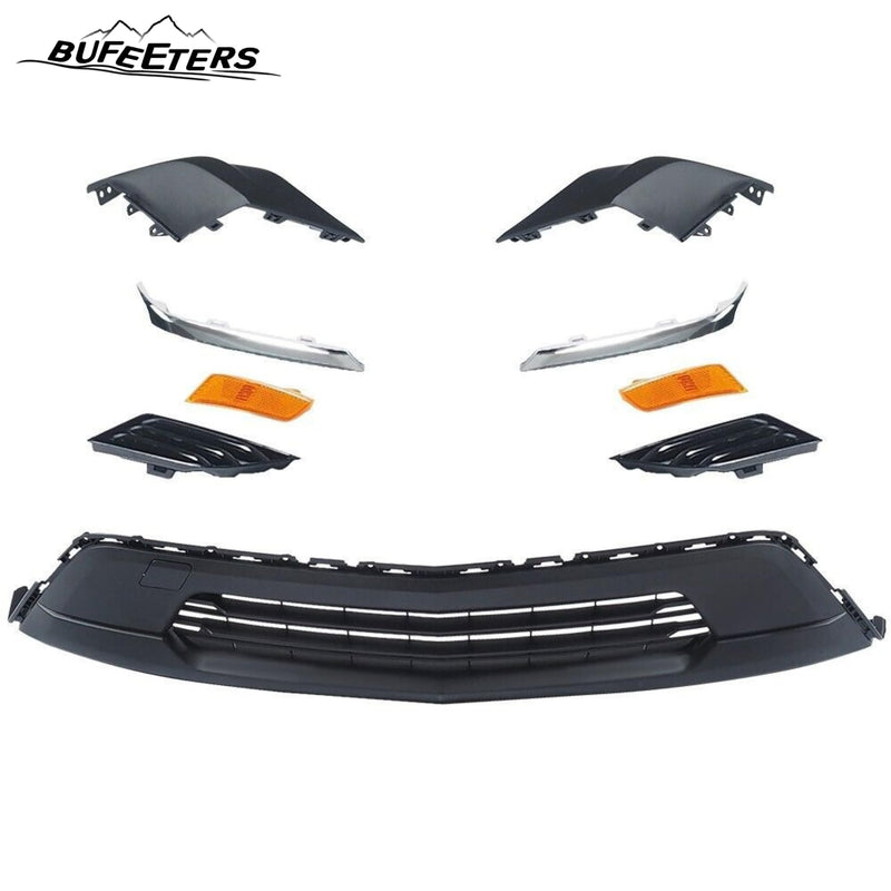 BUFEETERS  12PCS Front Bumper Cover RS Grille Assembly Kit Complete Fit For 2022 2023 2024 Chevy Chevrolet Traverse,Horizontal Billet Style,Black