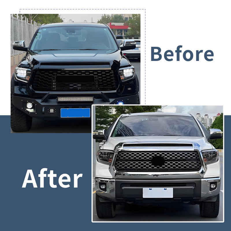For 2014-2020 Toyota Tundra Chrome Front Grille & Hood Bulge Molding Set 2PCS