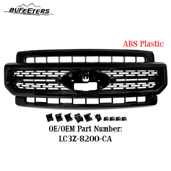 BUFEETERS Front Bumper Upper Grille Fit For 2020 2021 2022 F-250 F-350 F-450 F-550 Super Duty,Lariat Sport Style,Gloss Black