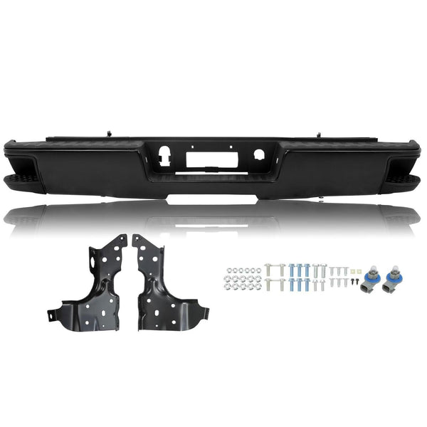 BUFEETERS Rear Step Bumper Assembly Fit For Chevy Silverado 1500 GMC Sierra 2014 2015 2016 2017 2018,Black