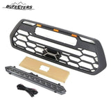 BUFEETERS   Front Bumper Grille W/Led & Light Bar Fit For 2016 2017 2018 2019 2020 2021 2022 2023 Toyota Tacoma,Mesh Style,Matte Black