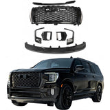 BUFEETERS Front Grille Grill Hood Trim Molding Set Fit For 2021 2022 2023 GMC Yukon/XL Denali,Gloss Black