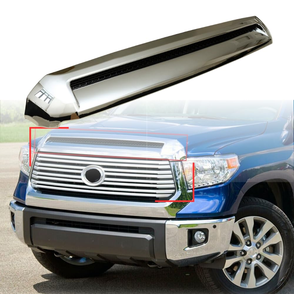 BUFEETERS Front Upper Hood Bulge Molding Chrome Fit For 2014 2015 2016 2017 2018 2019 2020 2021 Toyota Tundra,silver