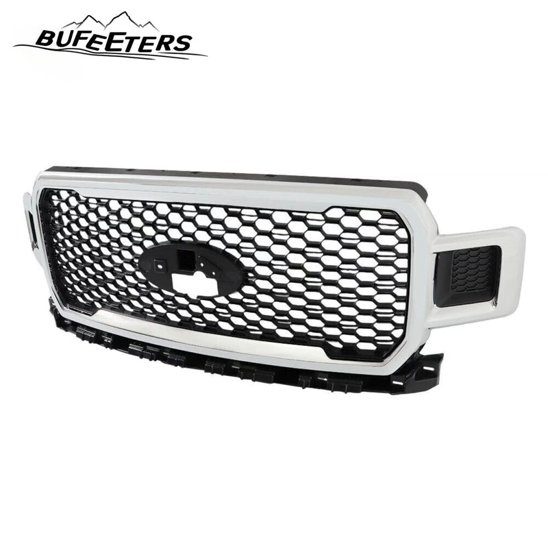 BUFEETERS  Front Radiator Grille Grill Assembly Fit For 2018 2019 2020 Ford F-150,Honeycomb  
 Style,Chrome&Black