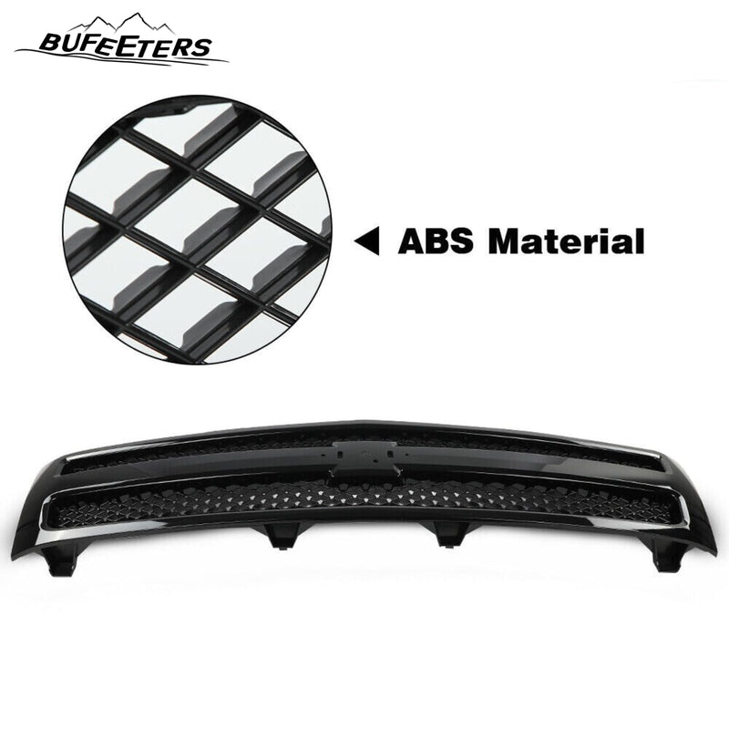 BUFEETERS Front Upper Grille Fit For 2007 2008 2009 2010 2011 2012 2013 Chevrolet Silverado 1500,Mesh insert Style,Gloss Black Shell w/ Black Insert