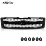 BUFEETERS Front Upper Grille Fit For 2007 2008 2009 2010 2011 2012 2013 Chevrolet Silverado 1500,Mesh insert Style,Gloss Black Shell w/ Black Insert