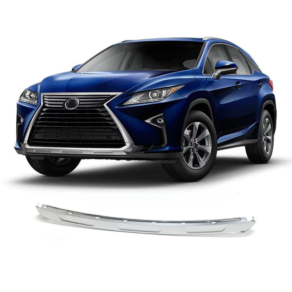 BUFEETERS   Front Grille Lower Molding Trim Fit For 2016 2017 2018 2019 Lexus RX350 RX450h,Factory Style,Matte Nickel Chrome