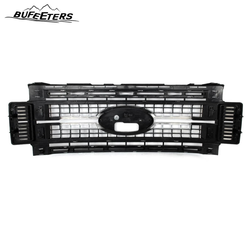BUFEETERS Front Bumper Upper Grille Fit For 2017 2018 2019 F-250 F-350 F-450 F-550 Super Duty,Platinum Style,Satin Aluminum&Matte Black