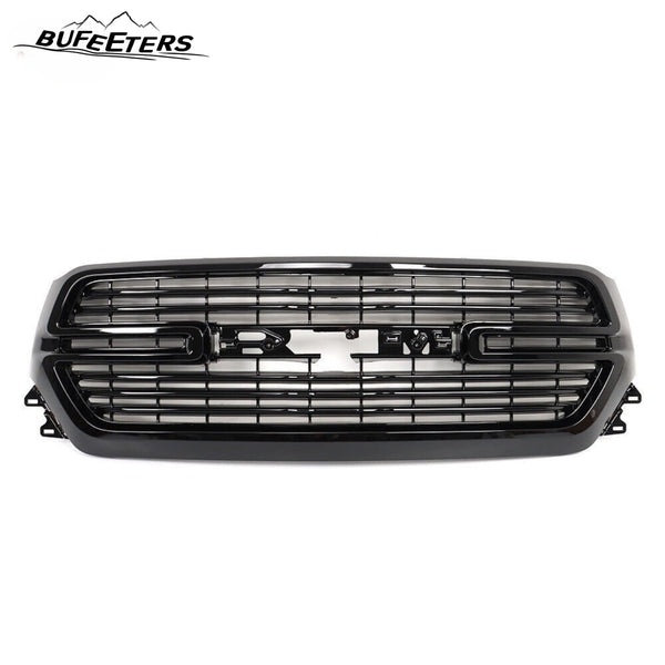 BUFEETERS Front Bumper Upper Grille Fit For 2019 2020 2021 2022 2023 Dodge Ram 1500,Mesh Style,Gloss Black