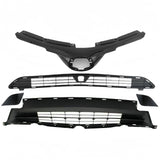 BUFEETERS Front Upper Lower Grille Fog lights Towing Cover Set Fit For Toyota RAV4 2016-2018,Black