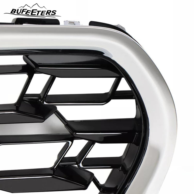 BUFEETERS Front Bumper Upper Grille w/Camera Hole Position Fit For 2020 2021 2022 Toyota Highlander,Mesh Style,Chrome&Black