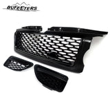 BUFEETERS  Front Grille Pair Air Side Vents Fit For 2006 2007 2008 2009 Range Rover Sport,Honeycomb Style,Gloss Black