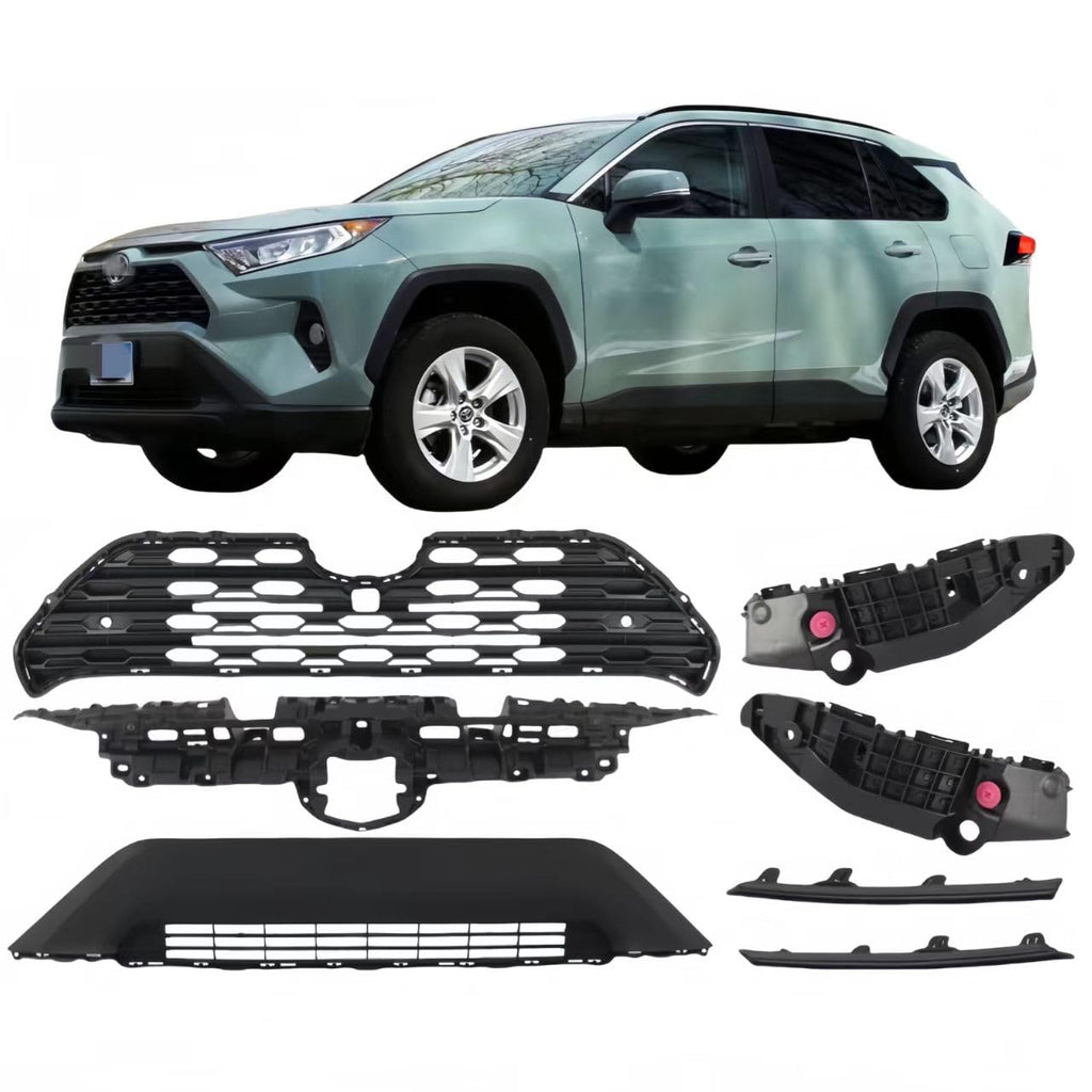 BUFEETERS  Front Bumper Radiator Upper Lower Grille Mount Bracket Fit For Toyota RAV4 2019-2020,Black