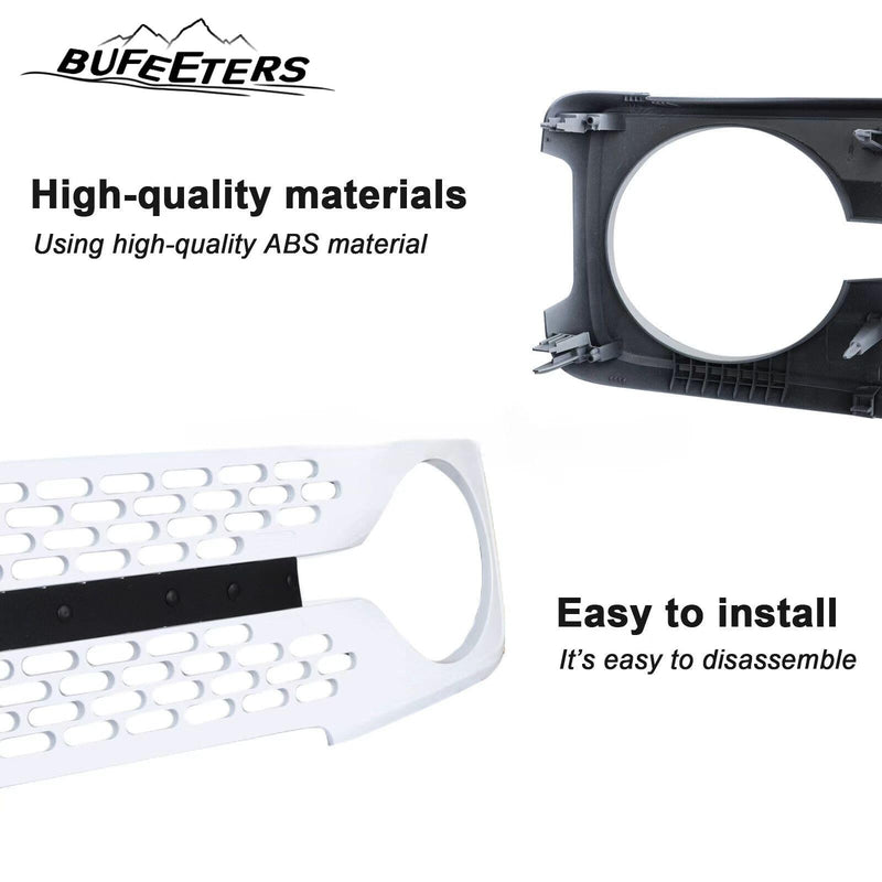 BUFEETERS Front Bumper Upper Grille W/Letters Fit For 2021 2022 2023 Ford Bronco,Honeycomb Style,Gloss White