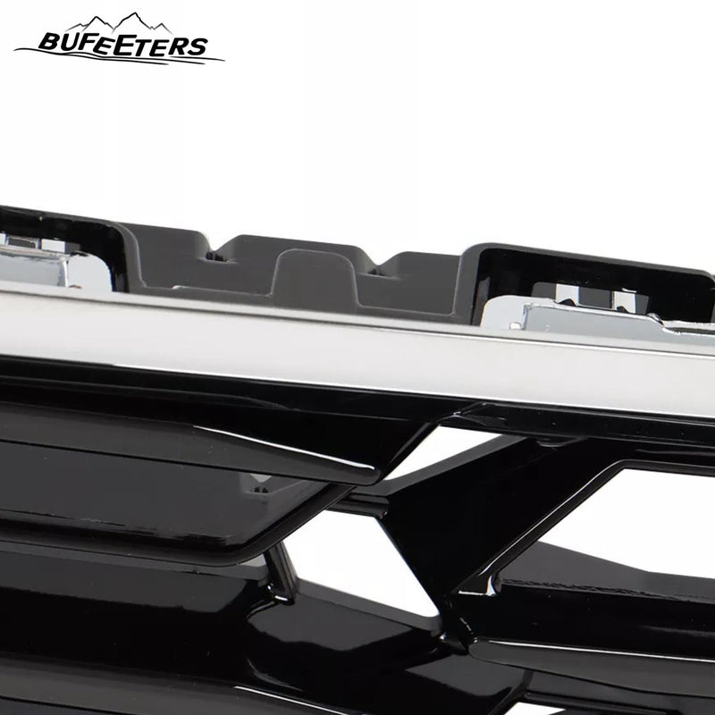 BUFEETERS Front Bumper Upper Grille w/Camera Hole Position Fit For 2020 2021 2022 Toyota Highlander,Mesh Style,Chrome&Black