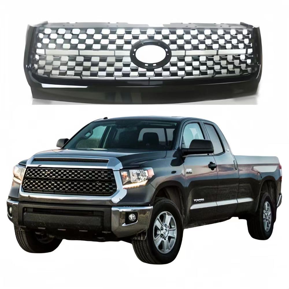 BUFEETERS Front Upper Grille Fit For 2014 2015 2016 2017 2018 2019 2020 2021 Toyota Tundra,Mesh Style,Gloss Black