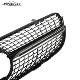 BUFEETERS  Front Bumper Upper Grille Fit For 2016 2017 2018 2019 Mercedes Benz X253 GLC250 GLC300 GLC350,Diamond Style,Chrome&Black
