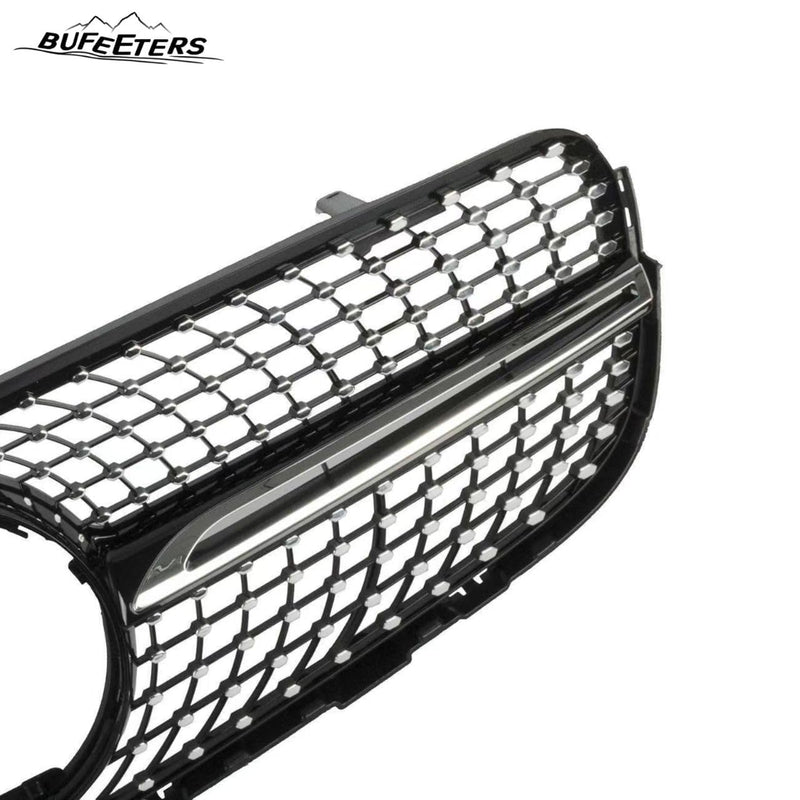 BUFEETERS  Front Bumper Upper Grille Fit For 2016 2017 2018 2019 Mercedes Benz X253 GLC250 GLC300 GLC350,Diamond Style,Chrome&Black
