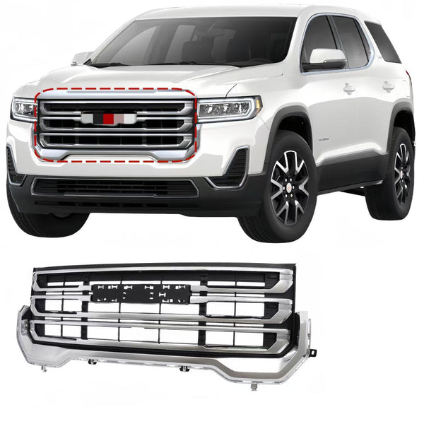 BUFEETERS Front Bumper Upper Chrome Grille Fit For 2020 2021 2022 2023 GMC Acadia,Black & Chrome