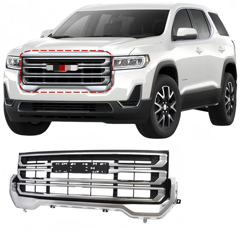 BUFEETERS Front Bumper Upper Chrome Grille Fit For 2020 2021 2022 2023 GMC Acadia,Black & Chrome