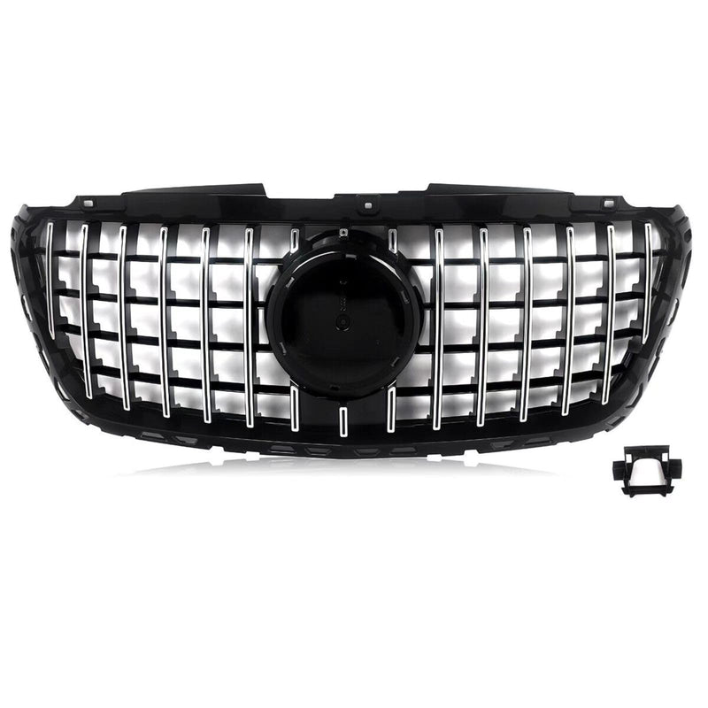 BUFEETERS  Front Bumper Upper Grille Fit For Mercedes Benz Sprinter W907 W910 2018 2019 2020 2021 2022 2023,GT Style,Chrome&Black