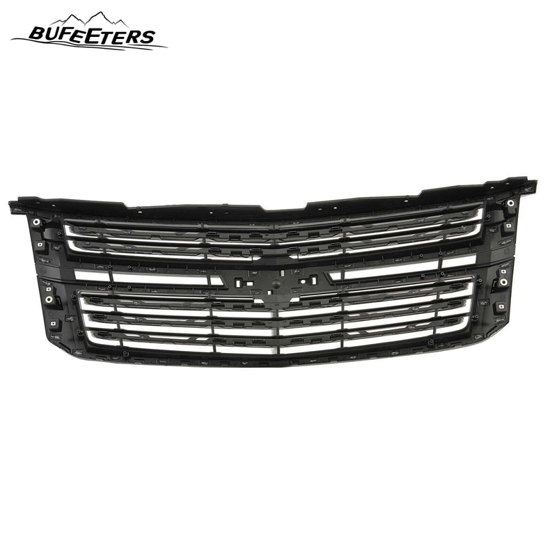 BUFEETERS Front Bumper Upper Grille Fit For 2015 2016 2017 2018 2019 2020 Chevrolet Tahoe,Mesh Style,Gloss Black