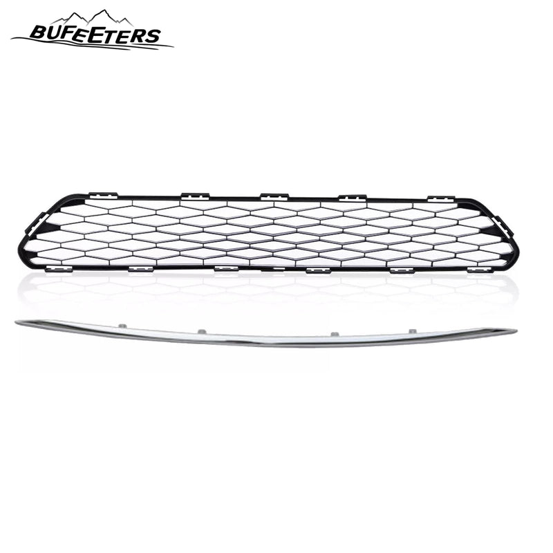 BUFEETERS Front Bumper Lower Grille + Chrome Molding Trim Fit For 2014 2015 2016 Nissan Rogue,Honeycomb Style,Chrome&Black