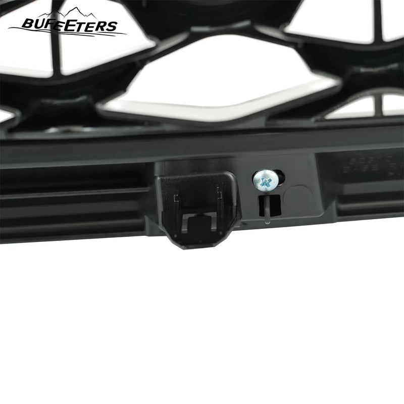 BUFEETERS  Front Upper Grille  W/ Camera Hole Fit For 2018 2019 2020 2021 INFINITI QX80,Mesh Style,Gloss Black