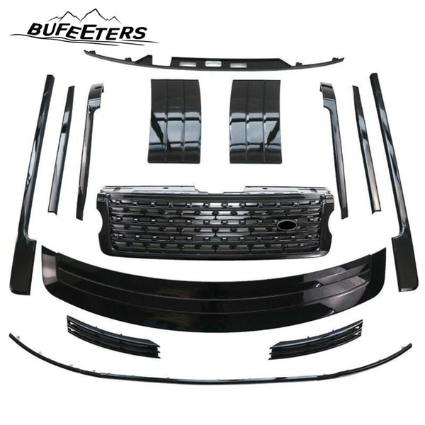 BUFEETERS  Front Grille Mesh Side Vent Body Trim Fit For 2014 2015 2016 2017 Land Rover Range Rover,Mesh Style,Gloss Black