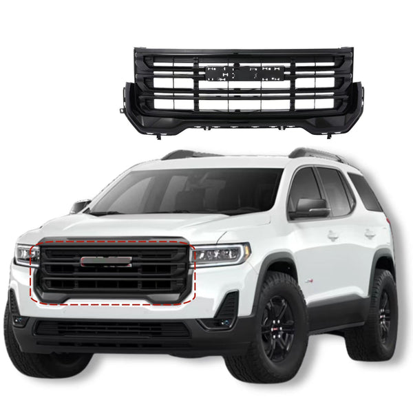 BUFEETERS  Front Bumper Upper Grille Fit For 2020 2021 2022 2023 GMC Acadia SLE SLT,Mesh Style,Gloss Black