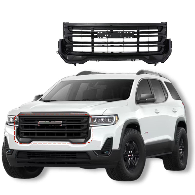 BUFEETERS  Front Bumper Upper Grille Fit For 2020 2021 2022 2023 GMC Acadia SLE SLT,Mesh Style,Gloss Black