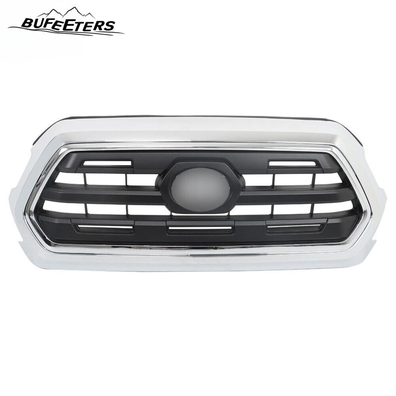 BUFEETERS Front Bumper Upper Grille Fit For 2016 2017 2018 2019 2020 2021 Toyota Tacoma,Chrome&Black
