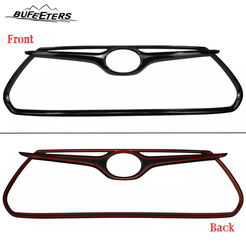 BUFEETERS Pure Black Garnish Frame Front Grille Cover Trim Fit For 2020 2021 2022 Toyota Highlander