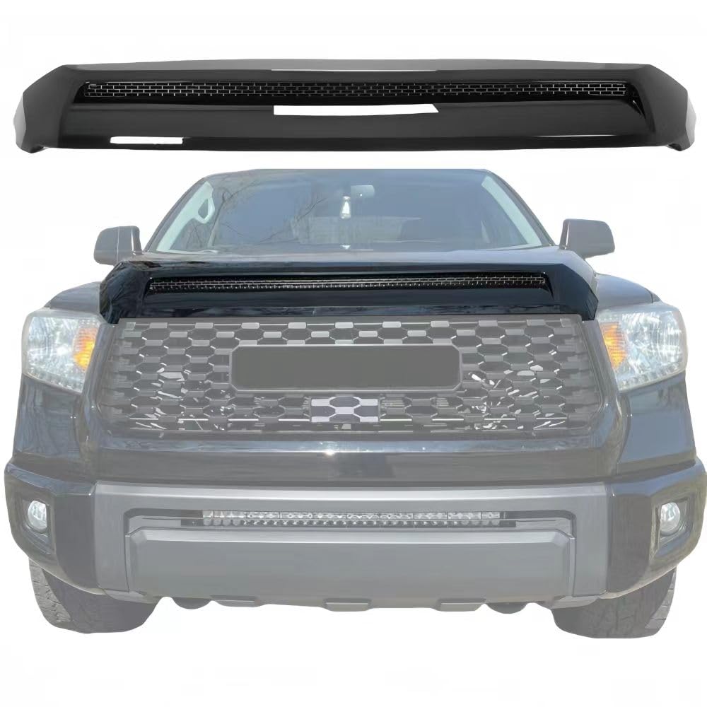 BUFEETERS New Front Upper Hood Bulge Molding Grille Trim Fit For 2014 2015 2016 2017 2018 2019 2020 2021 Toyota Tundra,Gloss Black